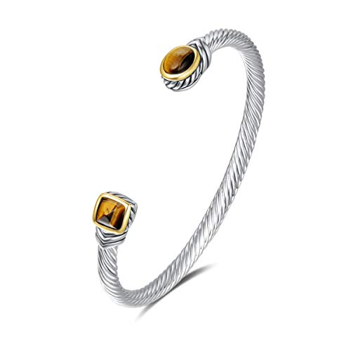 Jewel Bracelet Designer Brand Inspired Women Jewelry 4.5mm Thin Twisted Cable Wire Bangle Gem Stone Christmas Day Gift