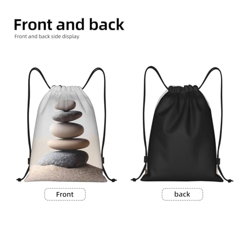 Meditation Stone Drawstring Backpack, Lightweight And Suitable For Fitness, Sports,With Shoulder Straps - size: Medium