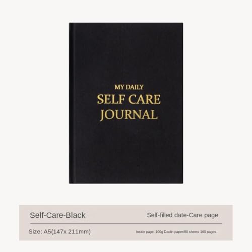 Gratitude Journal 5 Minute Daily Notebook for Happiness and Self-Reflection Emotional Record Book 5.79x8.31in(Black) - color: Black