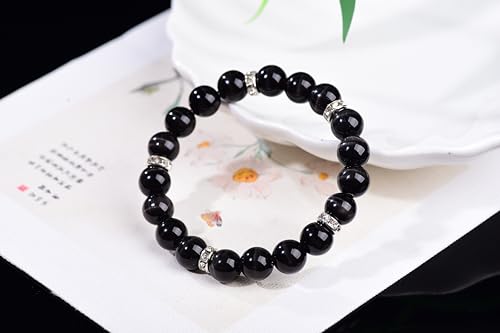 Healing Bracelet For Women Anxiety Crystal Bracelet Chakra Beaded Bracelets Rose Quartz Crystals And Healing Stones Yoga Bead Bracelet Calming Stretch Bracelet Stress Relief Gifts For Women - color: Black-Cat Eye