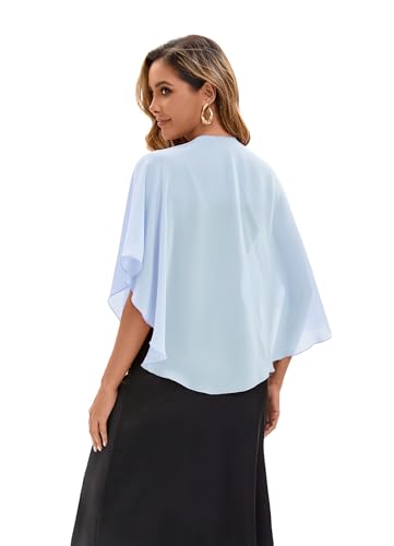 Baoqiya Chiffon Shawl Evening Scarf Shawls and Wraps for Women Wedding Party Bridal Scarves Cover Ups - color: Sky Blue