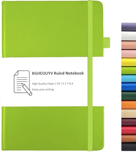 Notebook Journal, College Ruled Notebook Lined A5 160 Pages,Hard Cover Journals for Writing, Notebooks for Work Office School Women Men,5.7 inches x 8.4 inches(Green) - color: Green