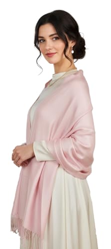 Pashmina Shawls Wraps for Women. Dress Cover Up Formal. Cashmere Feel Wrap for Evening Dress. - color: Light Pink