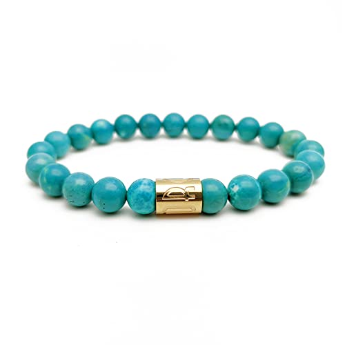 Morchic 8mm Genuine Gemstone Stretch Bracelet for Women Men Unisex, Natural Energy Crystal Stone Beads, Classic Simple Design Cuff Birthday Gift 7.5 Inch - color: Turquoise