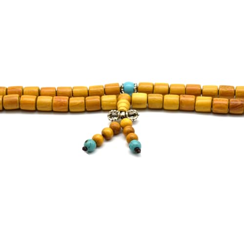 Zen Dear Natural Golden Sandalwood Mexican Bocote Mala Prayer Bead Bracelet Link Wrist Necklace Mala Beads - style: 8mm 108 beads barrel special