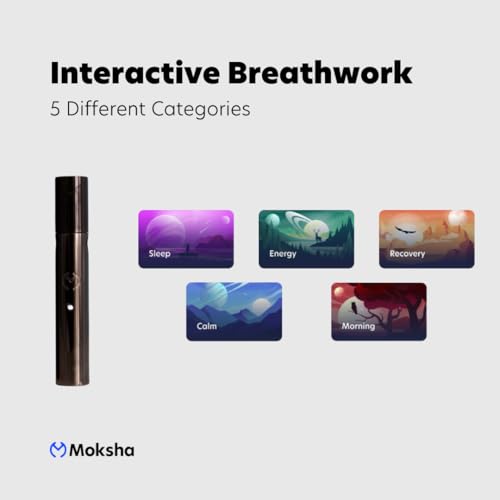 Moksha O₁ | Gamified Breathwork Tool | Smart Meditation Device | iOS Only | Mindfulness Tool for Immediate Calm and Instant Anxiety Relief | Sleep Aid Device (Moon) - color: Moon