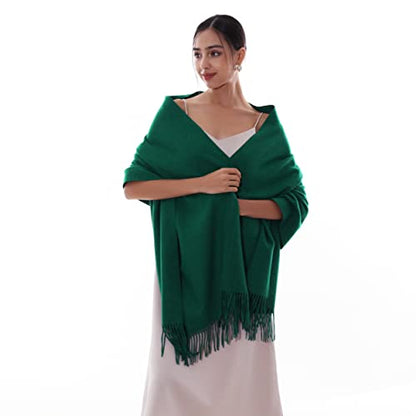 RIIQIICHY Winter Scarfs for Women Pashmina Shawls Wraps for Evening Dresses Large Warm Soft Scarves - color: Green-1