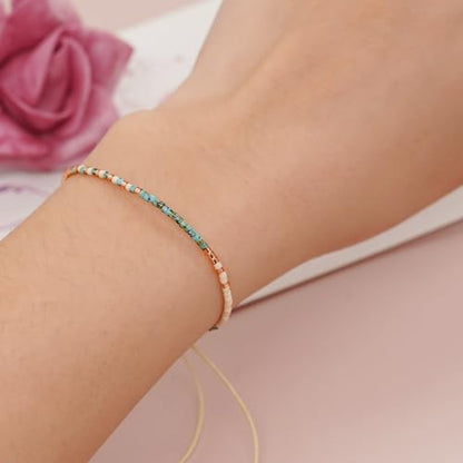 Seed Beaded Bracelets for Women, Boho Handmade Adjustable Colorful Beads Strand Summer Beach Jewelry Gift.