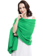 Soft Cashmere Blend Wrap Chic Scarf Stole for Women Wayfarer Travel Extra Large 87"x28" - color: Natural Green