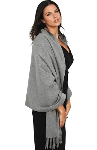 Ocomfly 100% Pashmina Scarf for Women - Premium Womens Scarves - Gift Boxed - Shawls or Wraps - Ultra Soft and Warm - color: Heather Grey