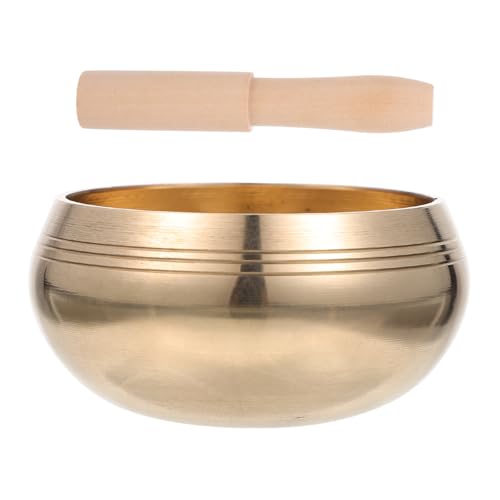 SECFOU Meditation Bowl Yoga Sound Bowl Mallet Tibetan Singing for Calmness and Meditation - size: 9.5x9.5x6cm