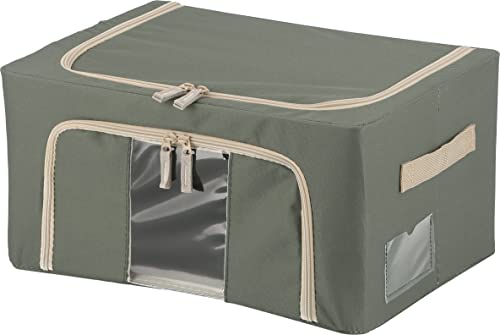 Fuji Boeki 63512 Storage Box, Width 15.4 x Depth 11.4 x Height 7.9 inches (39 x 29 x 20 cm), Green, 5.6 gal (22 L), with Small Window, Stackable - color: Green, size: 22L