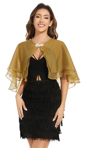 Women's Sheer Tencel Shawls and Wraps for Evening Dresses Soft Wedding Cape Lightweight Bridesmaid Scarves Cover Up - color: Dark Yellow