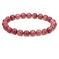 Keleny Gem Semi Precious Gemstones 8mm Natural Quartzite Stone Round Beads Rock Crystal Jasper Stretch Bracelet 7 Inch Unisex - color: AA Grade Pink Rhodonite