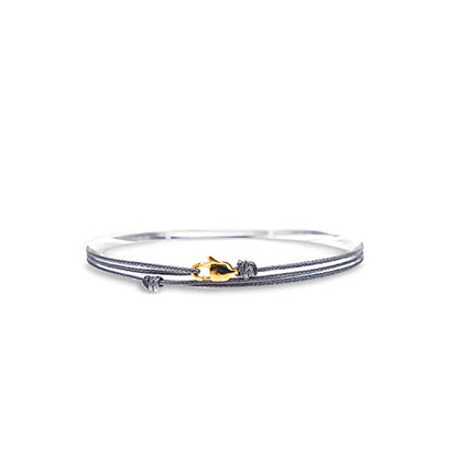 Made by Nami Nautical Rope Bracelet for Men Waterproof & Adjustable Wrap String Bracelets with Snap Hook Gift for Him - color: Grey Gold