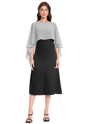 Baoqiya Women's Capelet Shawls and Wraps for Evening Dresses Soft Bridesmaid Shawl Chiffon Cape Wedding Cover Up - color: Grey