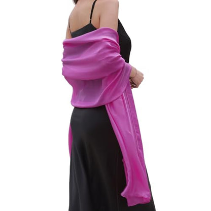 Womens Scarf Pashmina Shawls and Wraps for Evening Dresses Like Chiffon Silk Scarf for Bridal Weddings - color: Rose Pink