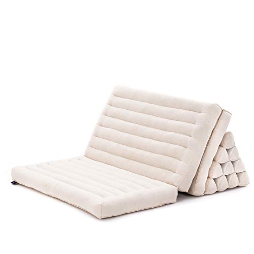 Leewadee 3-Fold Mat XXL with Triangle Cushion – Firm TV Pillow, Foldable Mattress with Cushion Made of Eco-Friendly Kapok, 67 x 31 inches, Ecru - color: Cl01 - Ecru, size: 3 seating segments XL