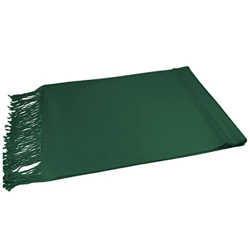 Glory Max Women Large Soft Silky Pashmina Shawl Wrap Scarf in Plain Solid Colors - color: Hunter Green