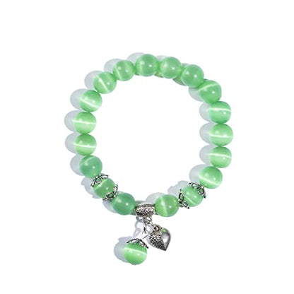 Natural Stretch Gemstone Bracelet Healing Stone Beaded Bracelets for Women Men Gifts (Unisex) - color: Green
