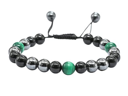 Amazing Gemstone Cancer Fighter Bracelets - Malachite Hematite Black Tourmaline Bracelet Set for Men Women Healing Crystal Gifts for Breast, Lung, Bowel, Prostate Cancer - color: Cancer Fighter