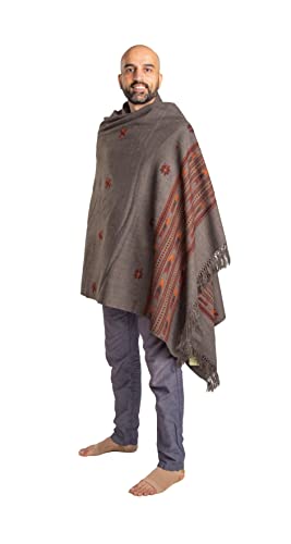 Meditation Shawl or Blanket, Exotic Shawl/Wrap, Oversize Scarf or Stole. Unisex - color: Dark Grey