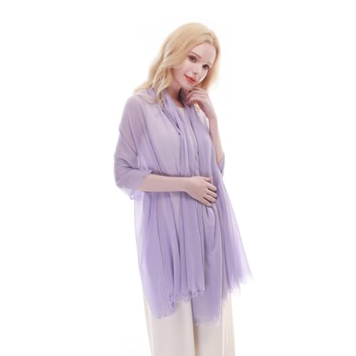 RIIQIICHY Scarf for Women Lightweight Solid Color Long Fashion Gauze Scarves Shawl Wrap - color: Lavender