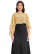 Baoqiya Women's Capelet Shawls and Wraps for Evening Dresses Soft Bridesmaid Shawl Chiffon Cape Wedding Cover Up - color: Gold