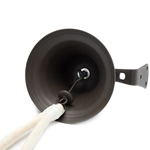 Black Hanging Dinner Bell with Outdoor Mount, Indoor Use, Nautical/Door/Church Design, Rope Included - color: Black