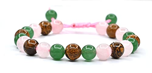 Amazing Gemstone Bracelet for New Mom Manifestation - Green Aventurine Mariyam Jasper Rose Quartz Bracelet Set for Men Women Healing Calming Anxiety Stress Relief Gifts Pulseras Para Hombres Mujer - color: New Moms