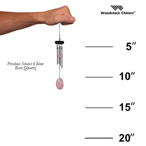 Woodstock Chimes Signature Collection, Precious Stones Chime, 12'' Rose Quartz Décor Designs - Small Chimes Wind Chimes for Outdoor, Patio, Home or Garden Décor (PSR)