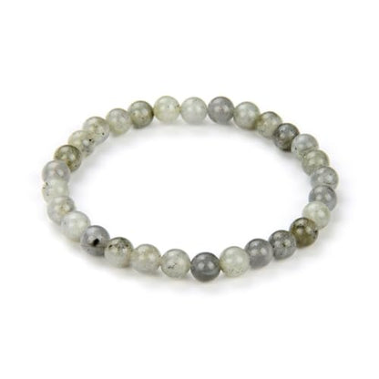 Adabele 1pc Natural Stretch Gemstone Bracelet 6mm (0.24 Inch) Bead 7" 7.5" 8 inch Healing Crystal Quartz Energy Chakra Jewelry Women Birthday Gift - color: Labradorite (light grey), size: 8 inch