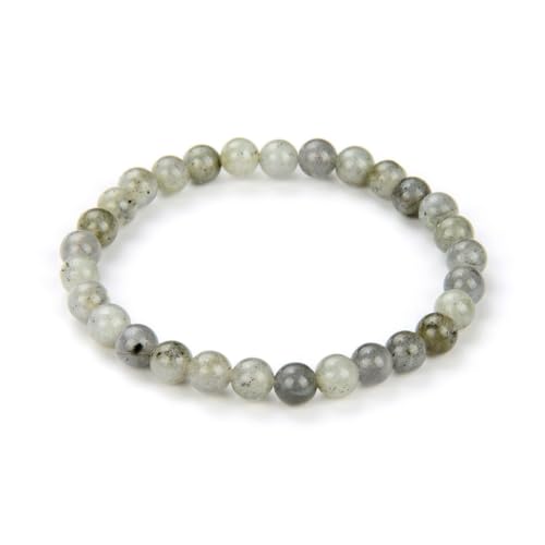 Adabele 1pc Natural Stretch Gemstone Bracelet 6mm (0.24 Inch) Bead 7" 7.5" 8 inch Healing Crystal Quartz Energy Chakra Jewelry Women Birthday Gift - color: Labradorite (light grey), size: 8 inch