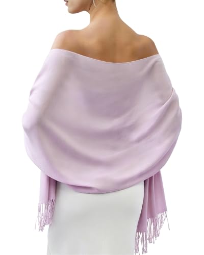 FURTALK Pashmina Shawl Wraps for Women Evening Dresses Blanket Scarves Fashion Scarf Wedding Gifts - color: Light Lavender