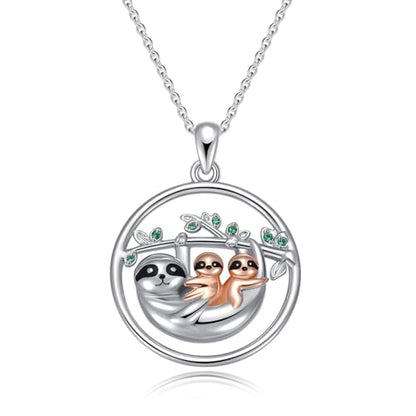 Animal Necklace 925 Sterling Silver Pendant Jewelry Gift for Women Animal Lover - style: Sloth01