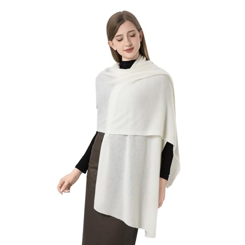 Cashmere Wrap Soft Knitted Scarf Stole for Women Airplane Travel Blanket Shawl 87x28 IN Extra Large Pashmina - color: White