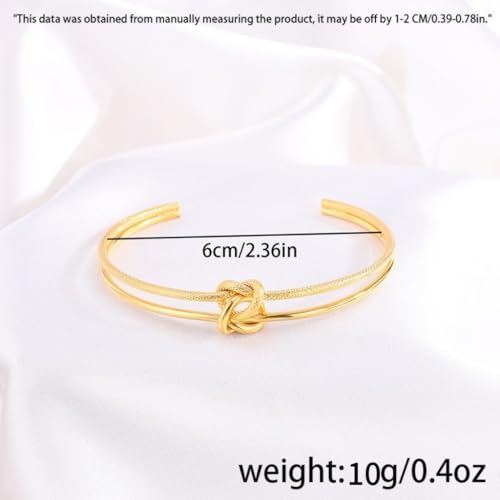 Gold Knot Cuff Bracelets for Women,Adjustable Rope Stack Non Tarnish Statement Forever Friendship Minimalist Trendy Bracelet Jewelry Gifts for Women