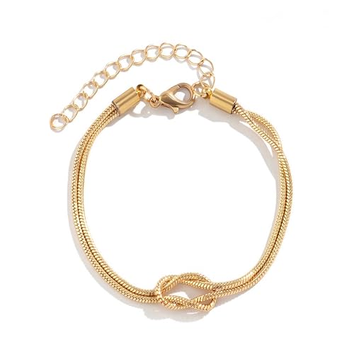 Bracelets for Women Matching Bracelets for Couples 14K Gold Plated Love Knot Bracelet Dainty Forever Infinity Bracelets Friendship Jewelry Gifts - color: Gold