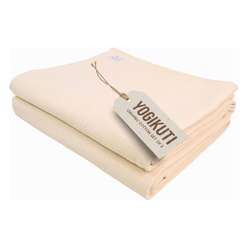 Yogikuti Iyengar Cotton Yoga Blanket Set of Two – Thick Handwoven Yoga Blankets for Restorative Yoga, Meditation & Pranayama – Premium Cotton Yoga Blanket for Support & Comfort in Pranayama - color: White