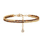 Women Beaded Bracelet Gold Double Layer Gemstone 14K Simple Dainty Handmade Chain Everyday Boho Beach Jewelry - style: Tiger's Eye