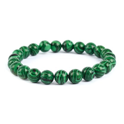 Natural Energy Healing Stone Charm Bracelet 8mm Natural Energy Healing Lava Rock Bracelet - Unisex - color: ZLY-Malachite