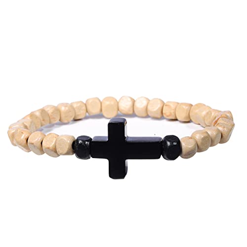 Natural Wood Beads Bracelet for Men Women Wooden Bracelet for Prayer Meditation Healing - color: B2: 2Pcs