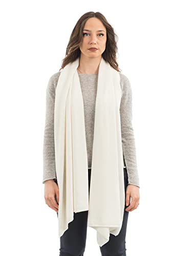 Dalle Piane Cashmere Womens Wool Cashmere Blend Stole Soft Italian Shawl Wrap for Wedding Evening Gift Made in Italy - color: White