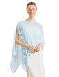 Chiffon Cape Shawl Wrap Scarf 3 Ways to Wear Elegant Sheer Capelet for Evening Dresses Weddings Parties - color: Baby Blue