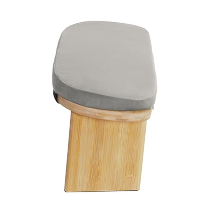 Foldable Meditation Bench with Cushion,Bamboo Meditation Stool,Portable Kneeling Stool,Prayer Bench,Gray,Wood Color - color: Gray,wood Color