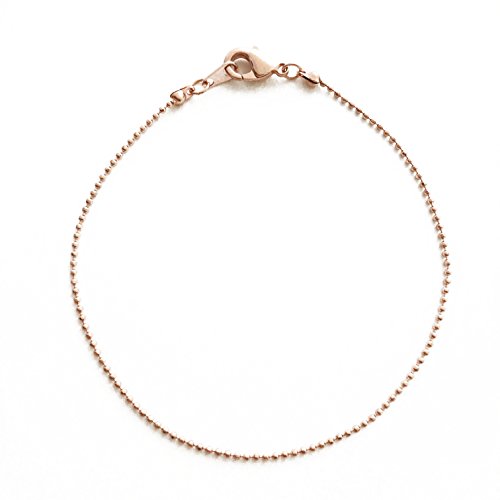 Honeycat Thin Ball Chain Plain Bracelet in 18k Gold Plate, 18k Rose Gold Plate, or Silver | Minimalist, Delicate Jewelry - color: Rose Gold