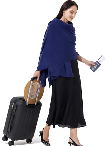 Soft Cashmere Blend Wrap Chic Scarf Stole for Women Wayfarer Travel Extra Large 87"x28" - color: Navy Blue