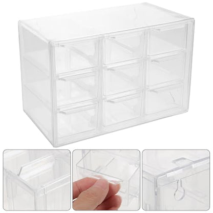 Holibanna 9-compartment Plastic Drawer Box, Desktop Dustproof Storage Organizer for Jewelry and Sundries, Stackable Makeup and Desk Drawer Case