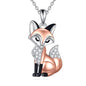 Animal Necklace 925 Sterling Silver Pendant Jewelry Gift for Women Animal Lover - style: Fox