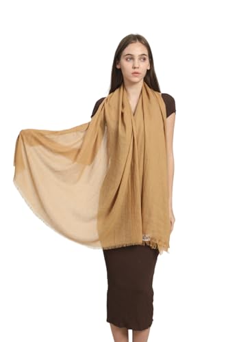Women Scarf Summer Large Long Lightweight Beach Shawl Wrap Effortless Elegance Comfort - color: Camel - 3312